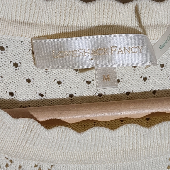 LoveShackFancy Cream Cable Knit Crew Neck Sweater - Picture 8 of 9